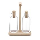 Serve Oil and Vinegar Set with Oak Base