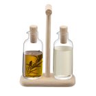 Serve Oil and Vinegar Set with Oak Base
