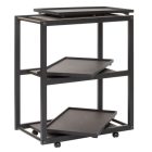 Giobagnara Jeremy Wood Serving Trolley with Leather and Metal Inserts, Three Levels