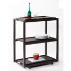 Giobagnara Jeremy Wood Serving Trolley with Leather and Metal Inserts, Three Levels